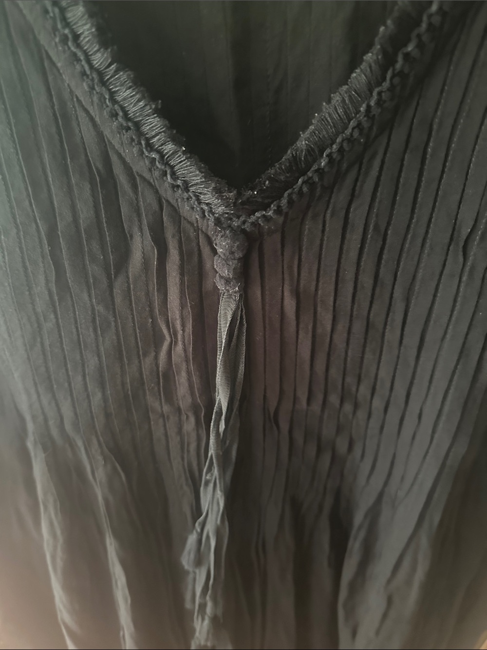 Poupette St. Barth Black Pleated V-Neck Tunic with Tassel - Picture 3 of 3